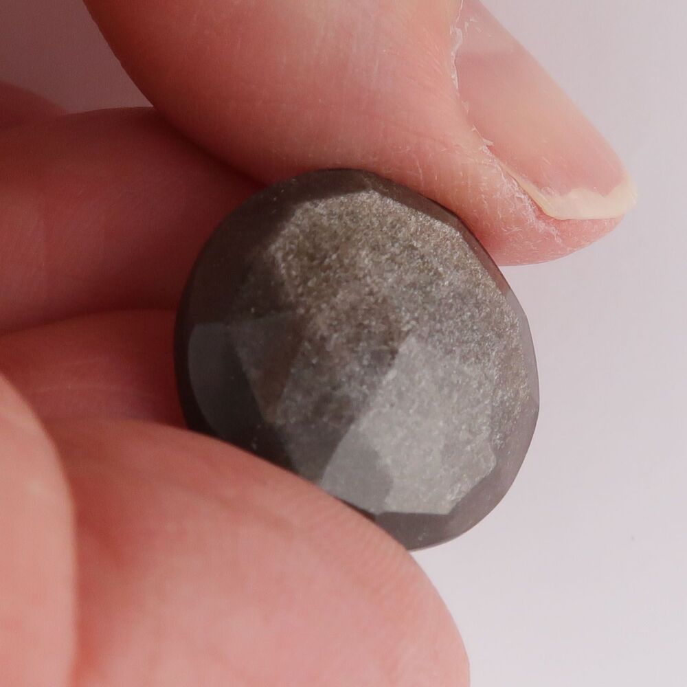 Silver sheen obsidian facet top cabochon - 4411