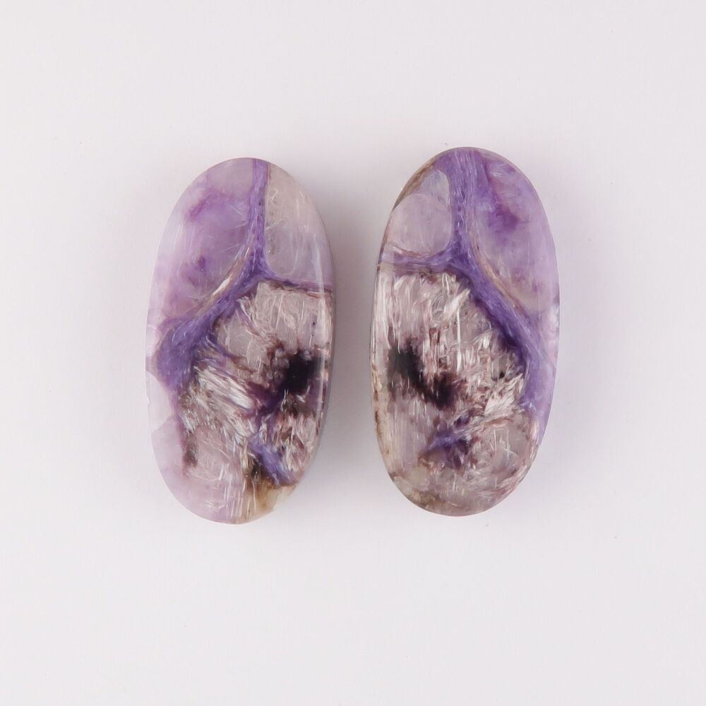 Charoite pair with chatoyancy - 4453