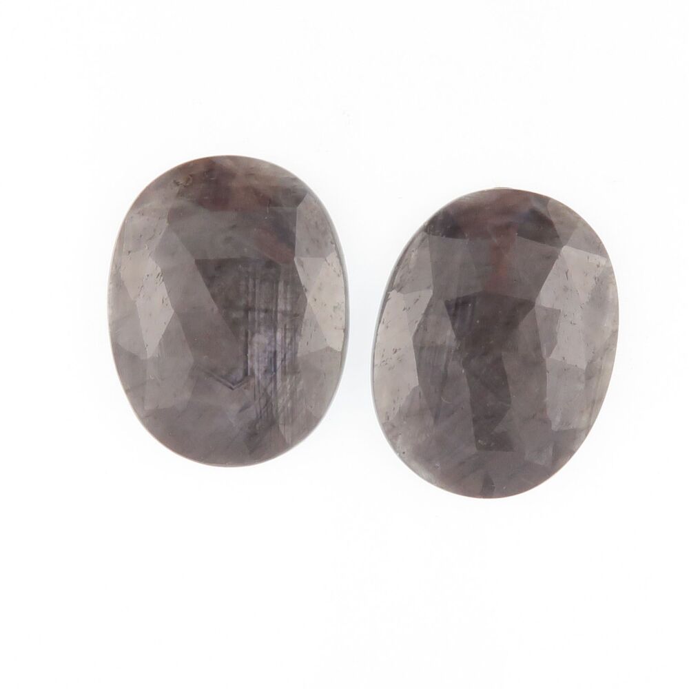 Sapphire facet top cabochon pair with grey sheen - 4092