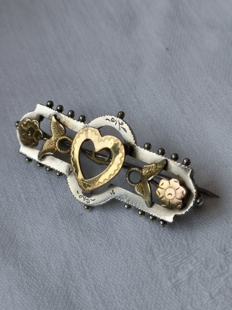 victorian silver sweetheart brooches