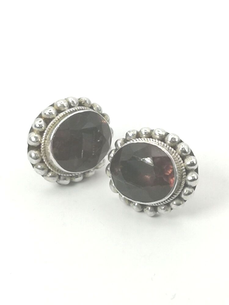 Silver Amethyst Colour Crystal Stud Earrings   #2211