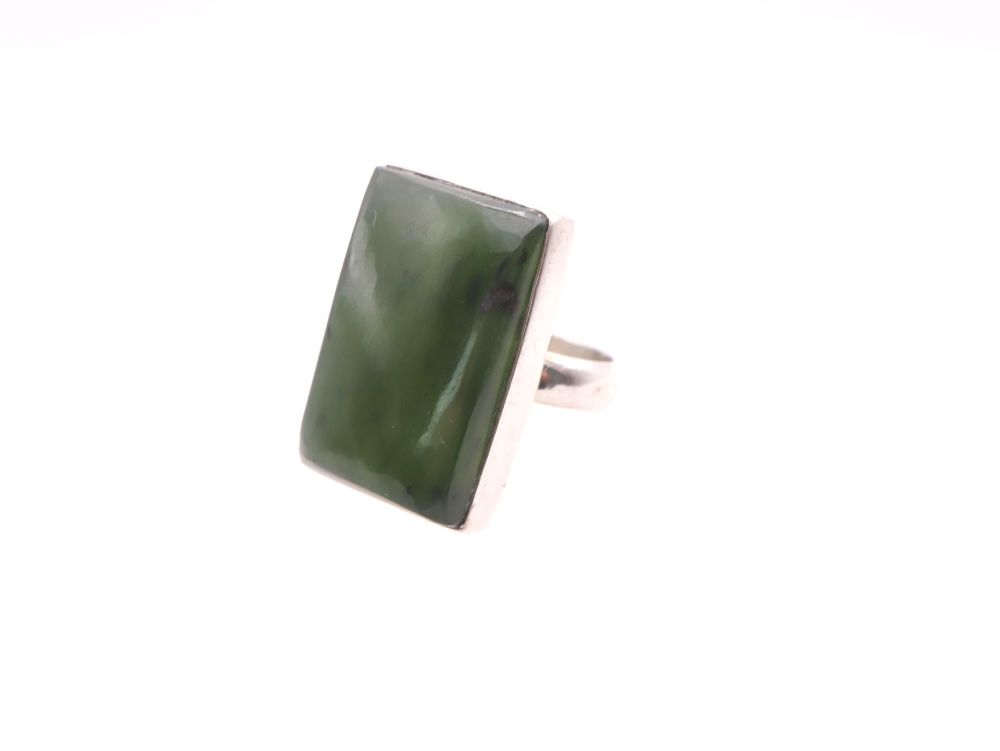 Silver Green Agate Statement Ring    #2248