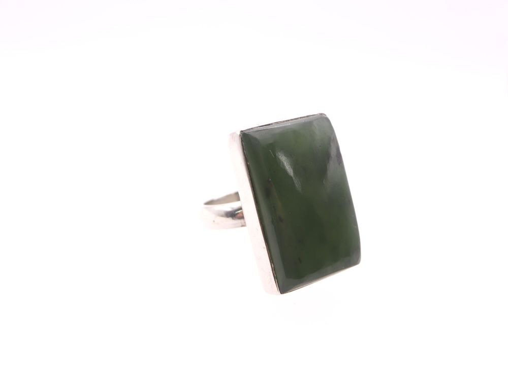 Silver Green Agate Statement Ring    #2248