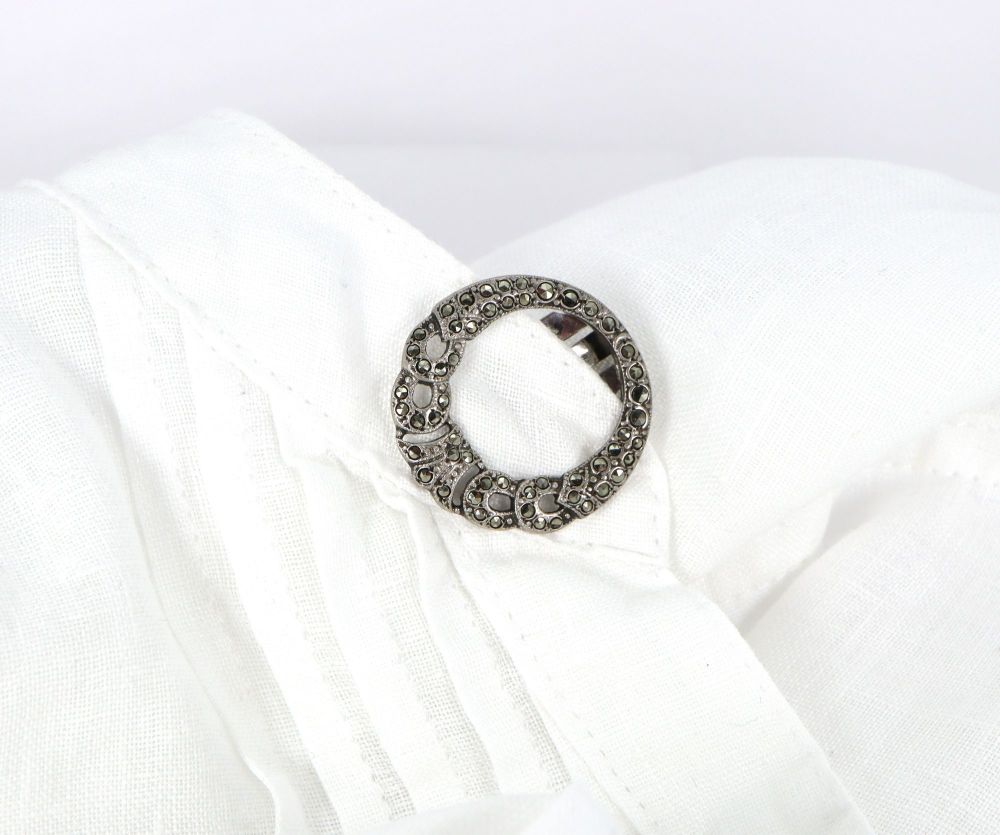 Art Deco Silver & Marcasite Dress Clip     #2398