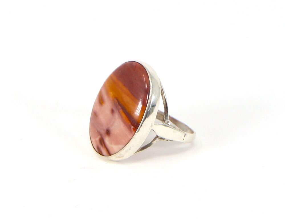 Vintage Silver Banded Agate Statement ring 2542 size