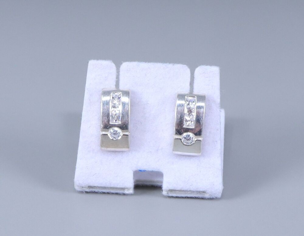 Silver & CZ Stud Earrings  #2575