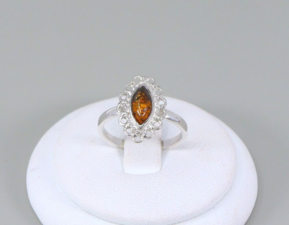 Silver & Amber Ring #0629