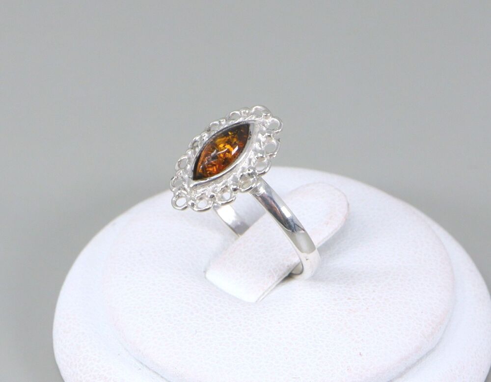 Silver & Amber Ring #0629