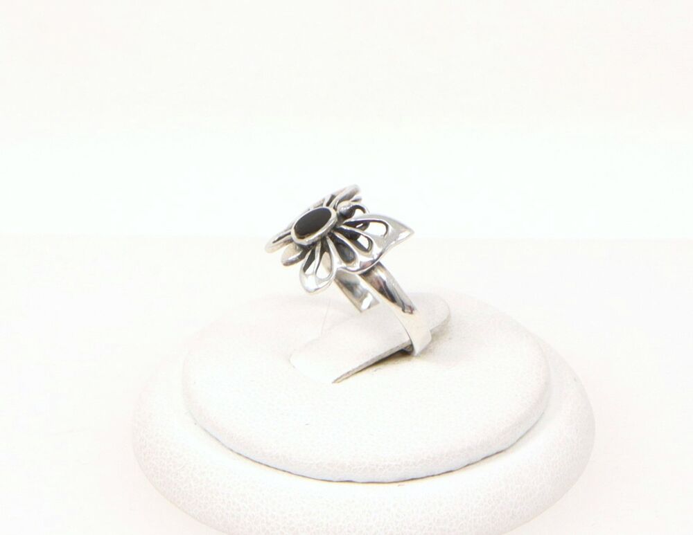 Silver & Onyx Butterfly Ring  #2384