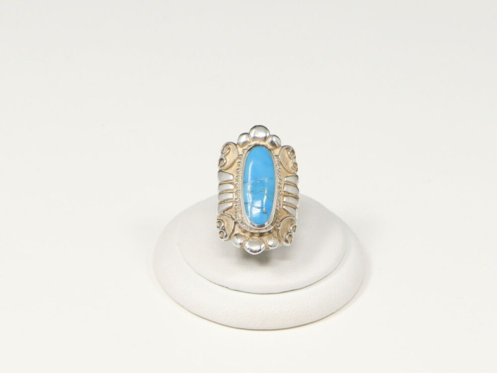 Vintage Silver & Turquoise Statement Ring  #2524