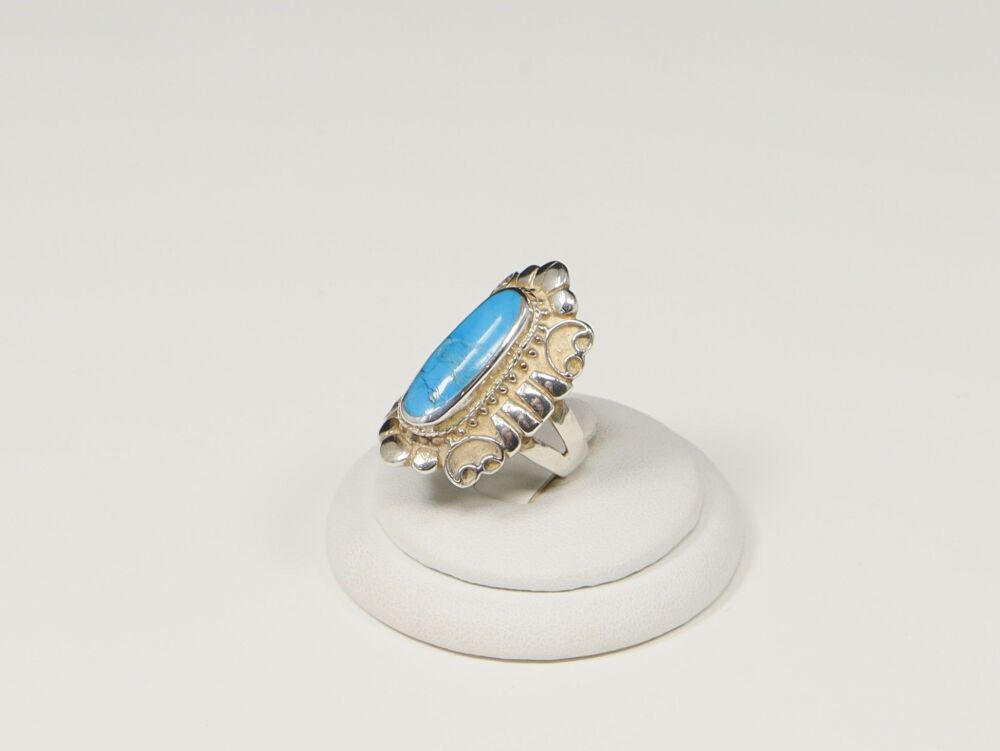 Vintage Silver & Turquoise Statement Ring  #2524