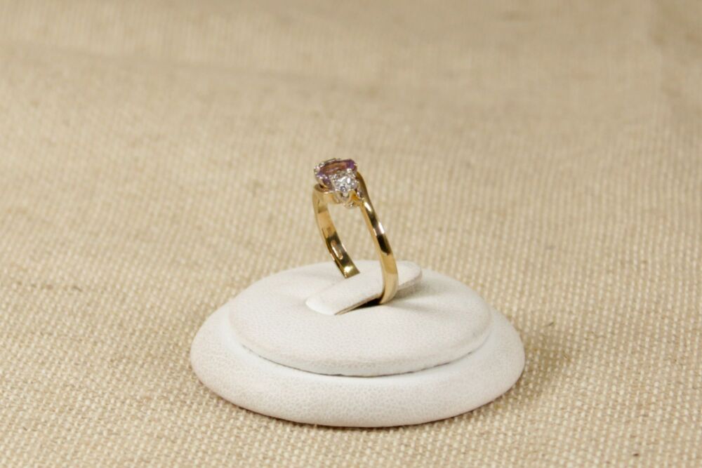 9ct Gold Amethyst & Crystal Ring  #1621