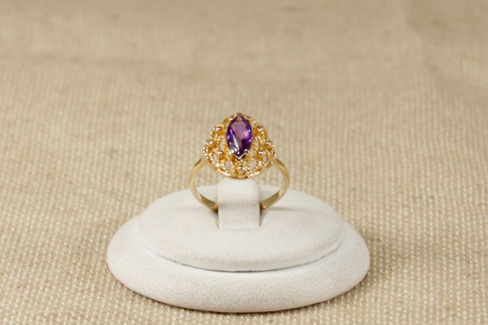 14ct Gold Amethyst Solitaire Ring  #2494