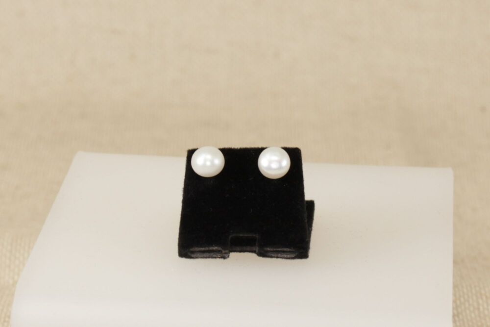 Silver & Faux Pearl Stud Earrings  #2907