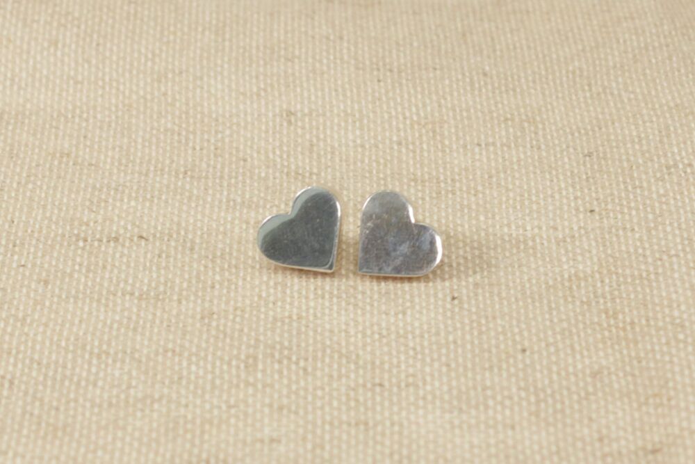 Chunky Silver Heart Stud Earrings  #2906