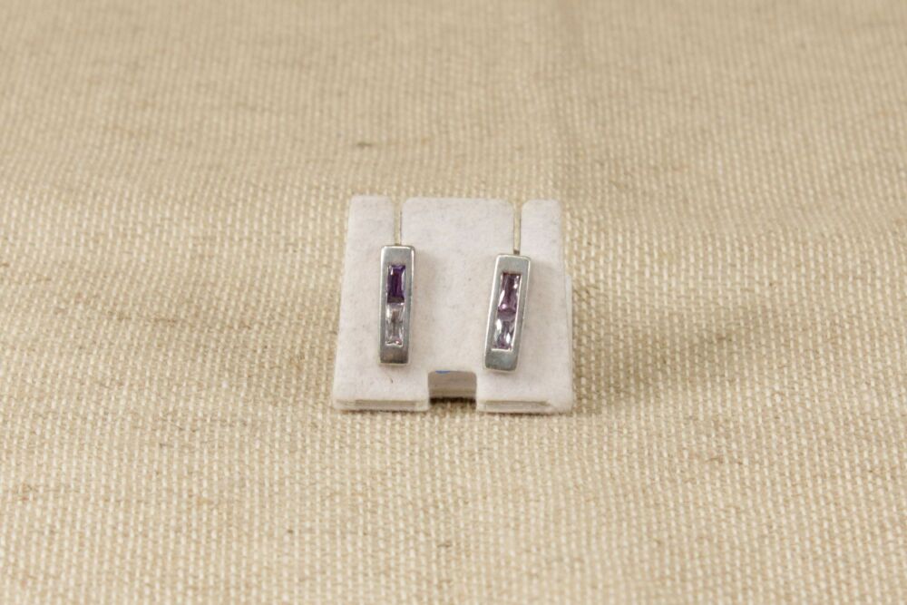 Silver & Crystal Stud Earrings  #2885