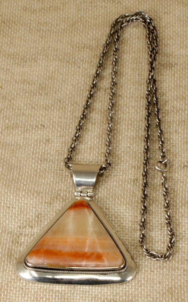 Silver and Agate Designer Pendant & Chain  #3033