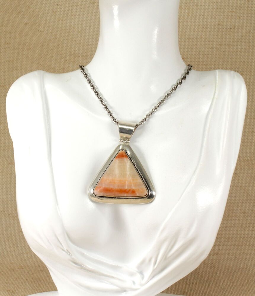 Silver and Agate Designer Pendant & Chain  #3033