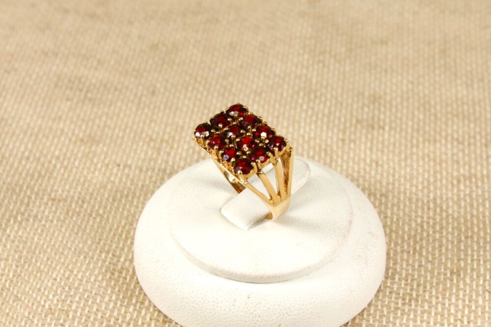 9ct Gold Garnet Cluster Ring  #3057