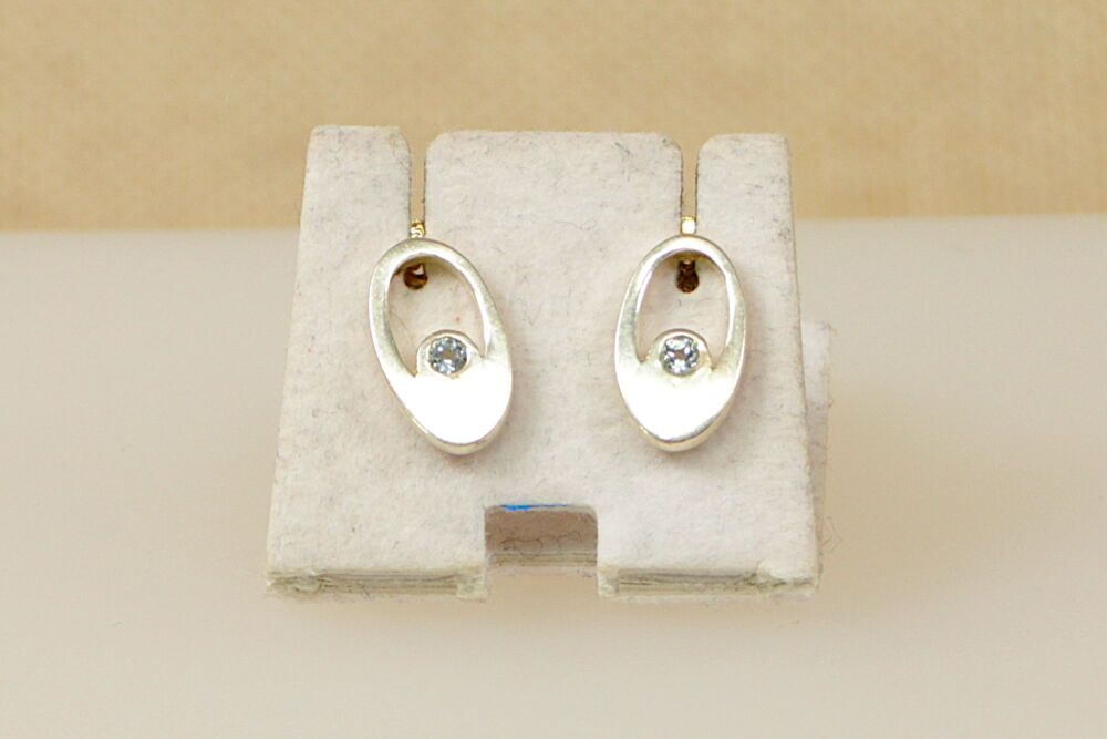 Silver & Blue Topaz Stud Earrings  #1998