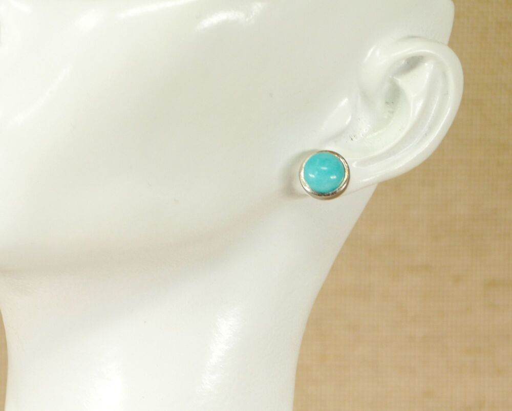 Silver & Turquoise Stud Earrings.  #1640