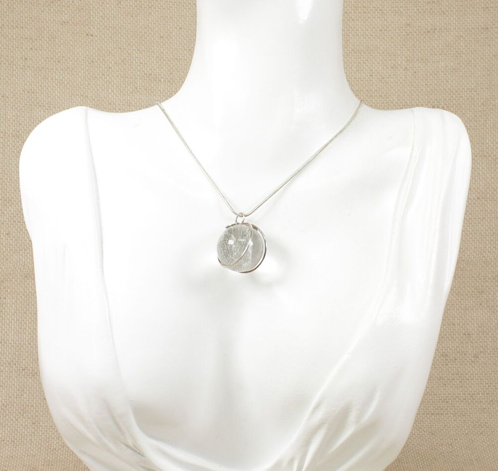 Silver & Crystal Ball Pendant & Chain  #2018