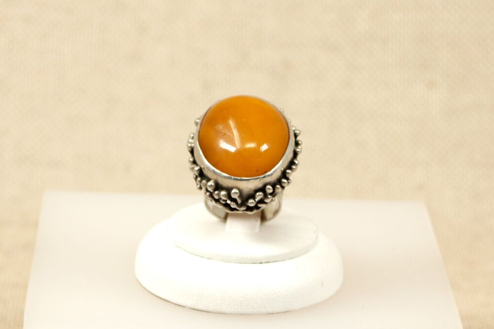 Silver & Butterscotch Amber Designer Ring   #3090