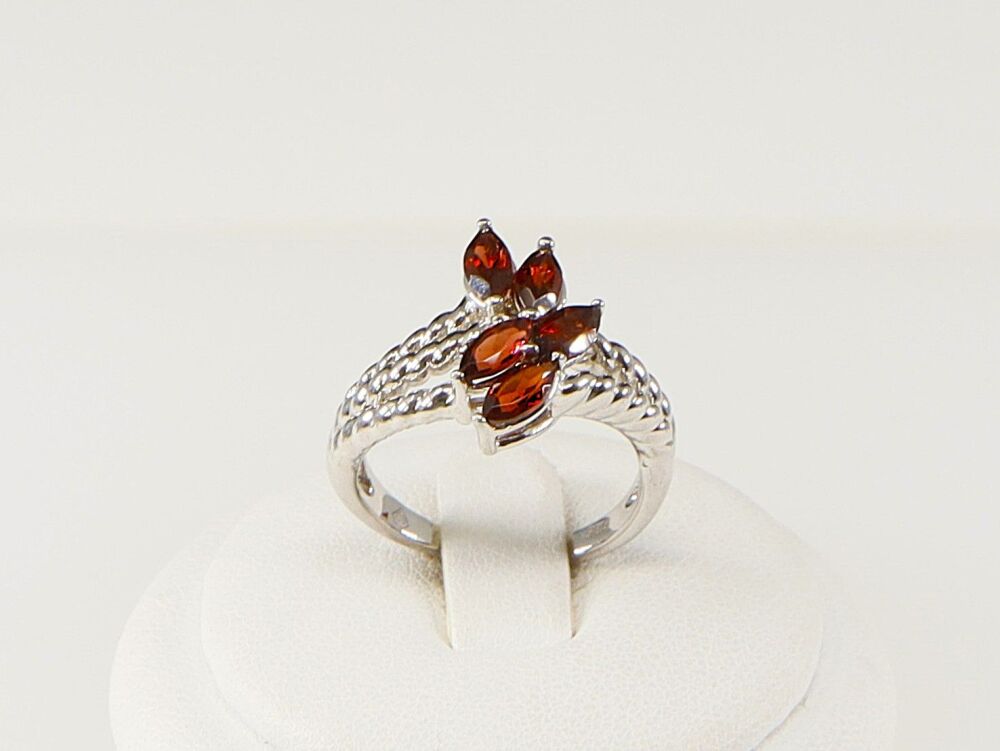 Silver Garnet Colour Crystal Ring     #2125