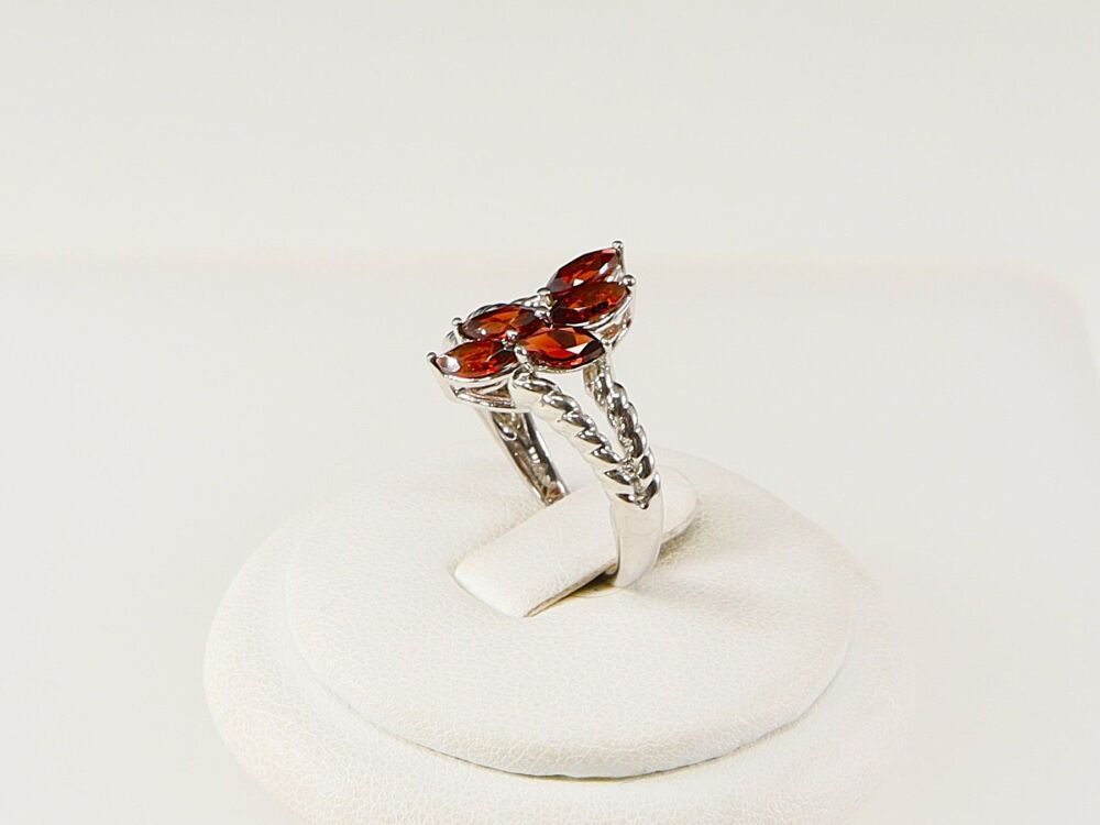 Silver Garnet Colour Crystal Ring     #2125