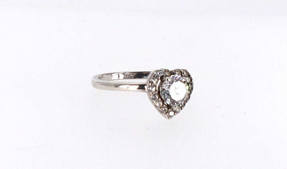 Silver Crystal Heart Ring   #1506