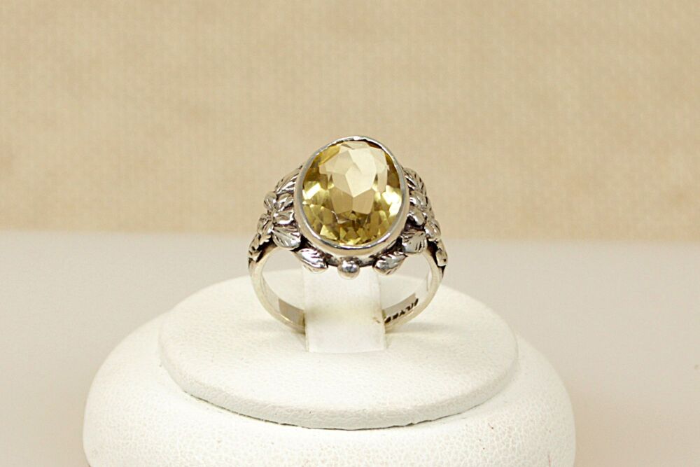 Vintage Silver & Lemon Citrine Ring  #3093