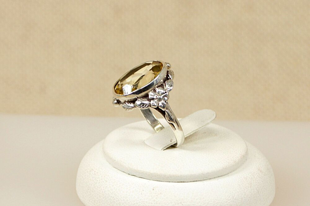 Vintage Silver & Lemon Citrine Ring  #3093