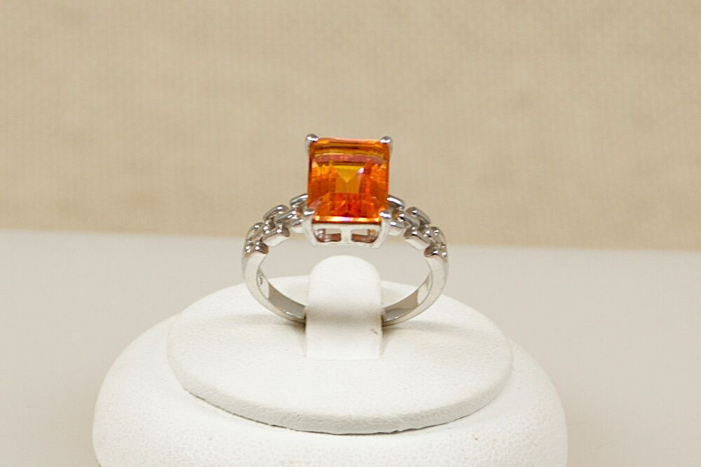 Silver & Orange Citrine Ring     #1336