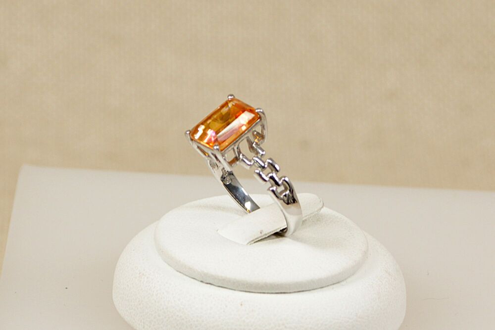 Silver & Orange Citrine Ring     #1336