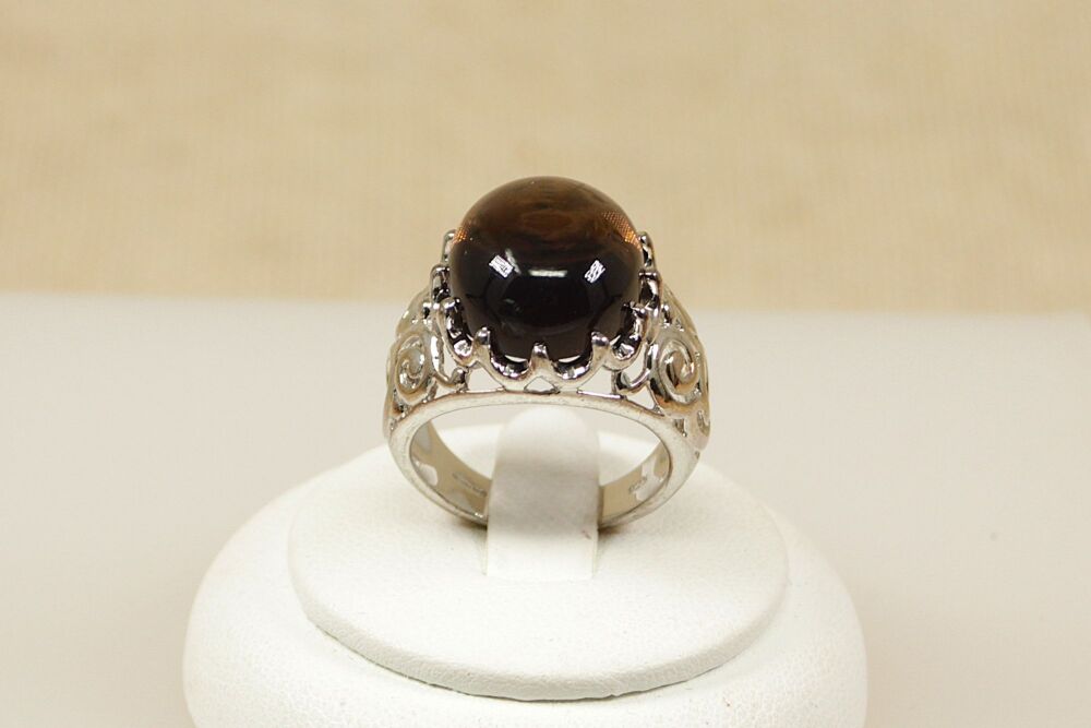 Silver Smokey Quartz Statement Ring   #2058