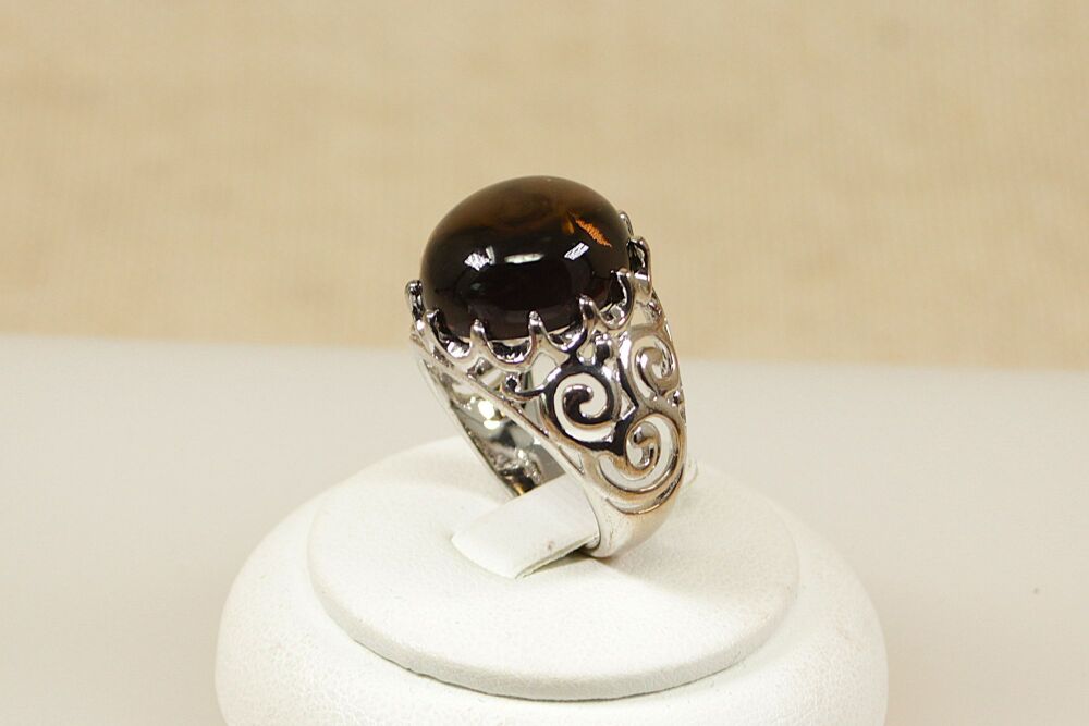 Silver Smokey Quartz Statement Ring   #2058