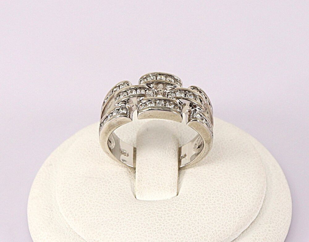 Silver Cubic Zirconia Cluster Band Ring #2757