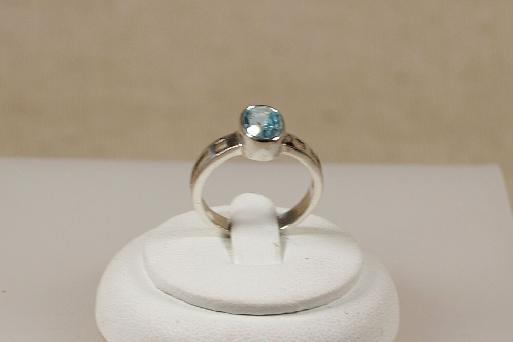 Silver Solitaire Topaz Ring  #3131