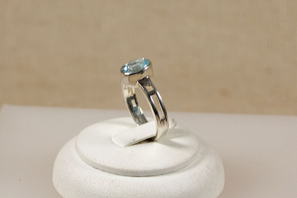 Silver Solitaire Topaz Ring  #3131