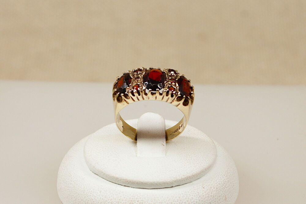 9ct Gold Garnet Trilogy Ring  #3464