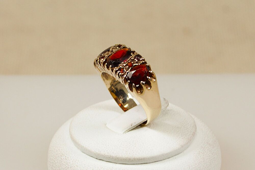 9ct Gold Garnet Trilogy Ring  #3464