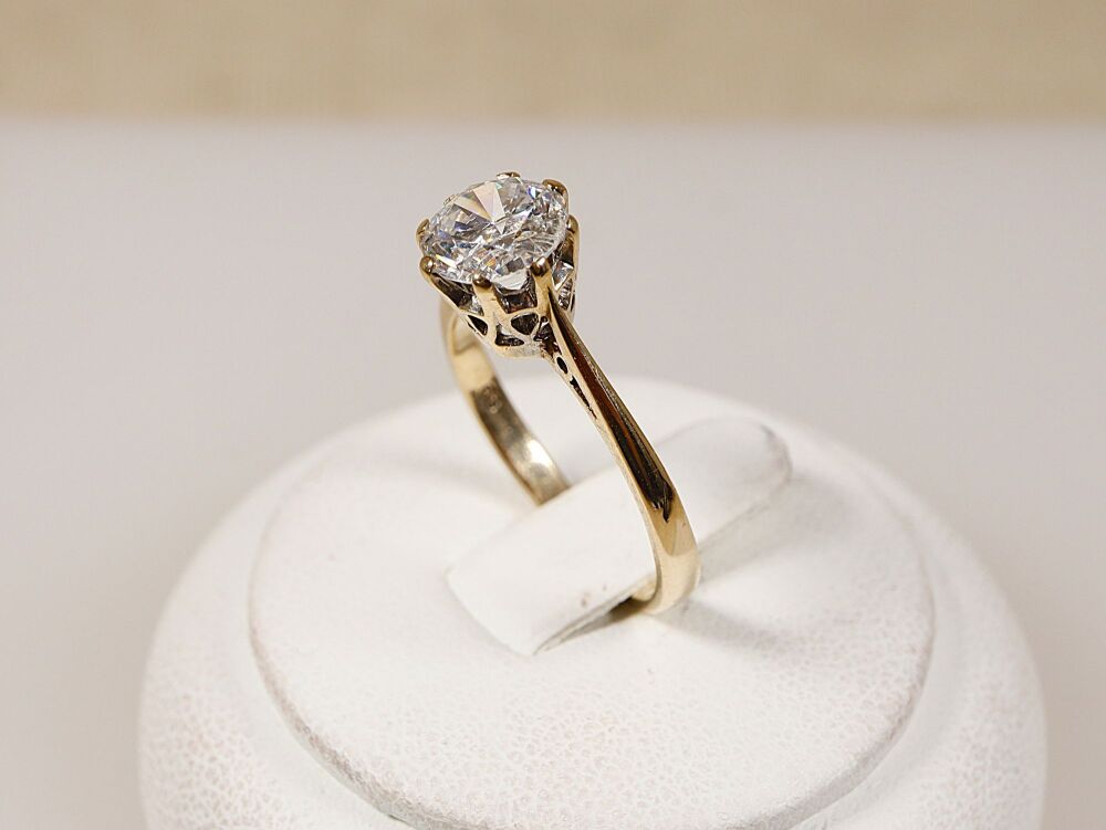 9ct Gold & CZ Solitaire Ring  #3470