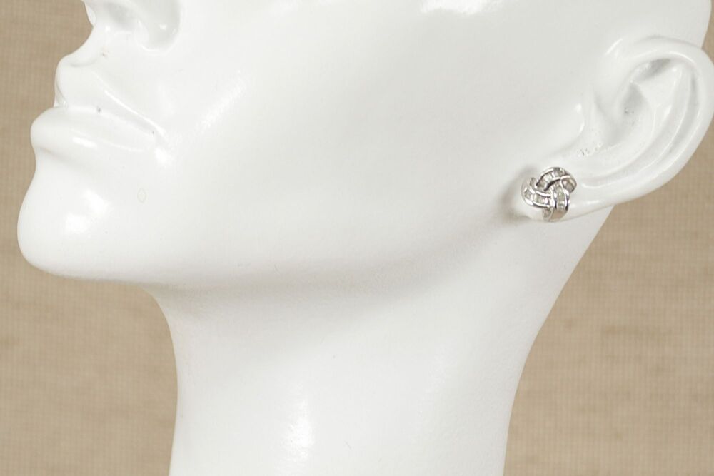 Silver Cubic Zirconia (C.Z.) Knot Stud Earrings  #3123