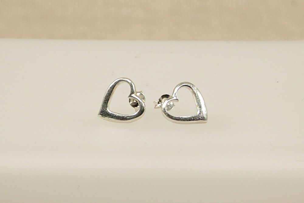 Silver Heart Stud Earrings  #3122