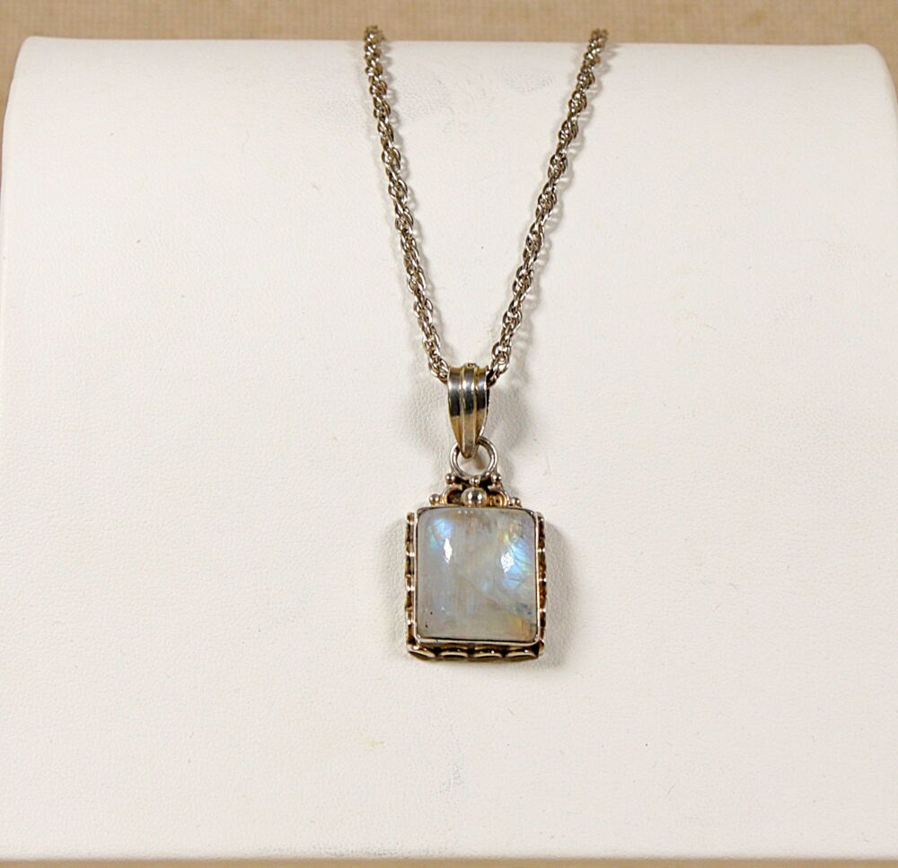 Silver and Moonstone Pendant & Chain  #3149