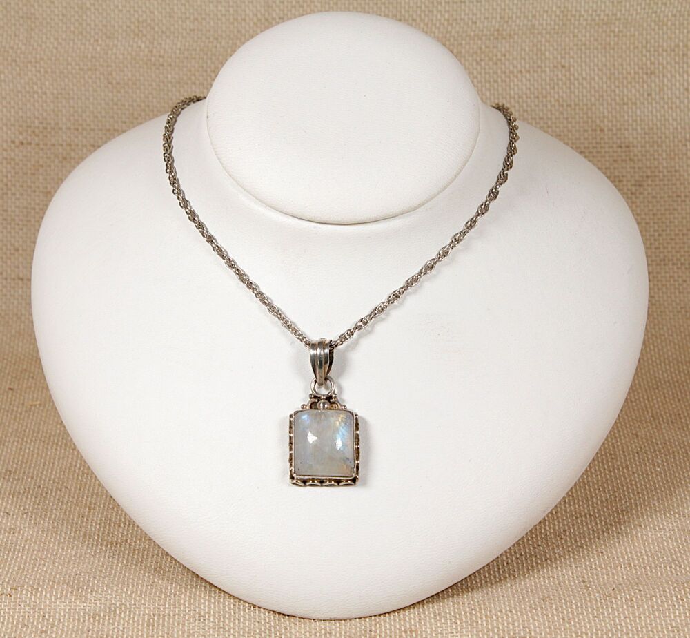 Silver and Moonstone Pendant & Chain  #3149