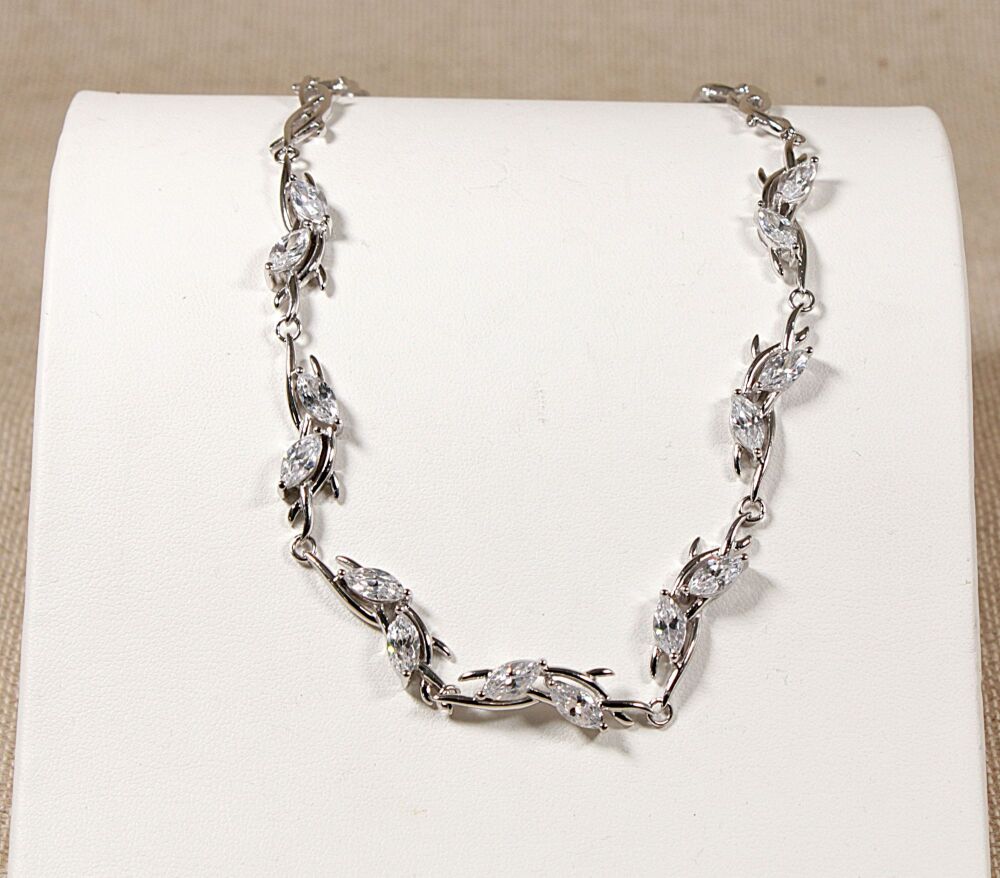 Silver and Cubic Zirconia Necklace  #3115