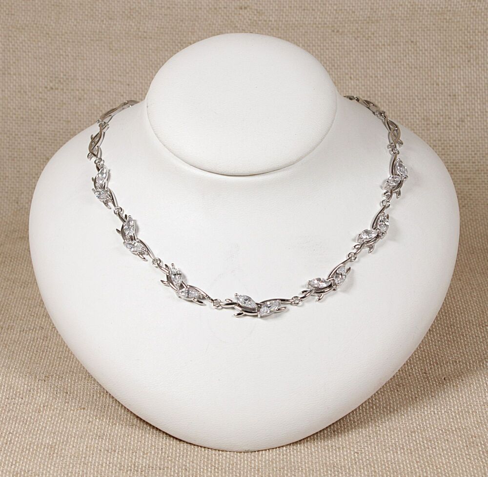 Silver and Cubic Zirconia Necklace  #3115