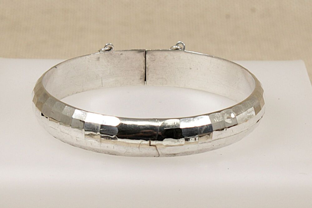 Vintage Silver Hinged Bangle  #3105