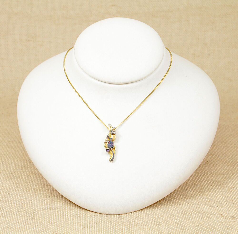 9ct Gold Opal Pendant with Moonstone and Amethyst  #3549